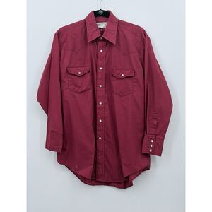 Vtg Sheplers Mens Western Shirt Pearl Snap Button 16/32 Ranchwear Point Collar
